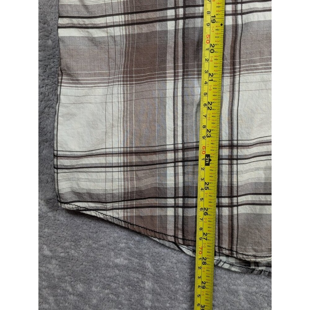 BKE Button Up Shirt Mens Medium Brown Plaid Pearl Snap Athletic Fit Western - Picture 8 of 10